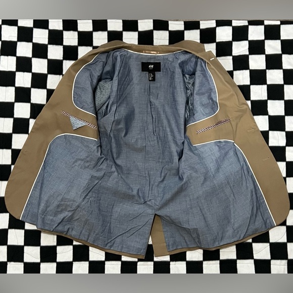 H&M Slim Fit Men’s Blazer Khaki Size 38R - Picture 3 of 3